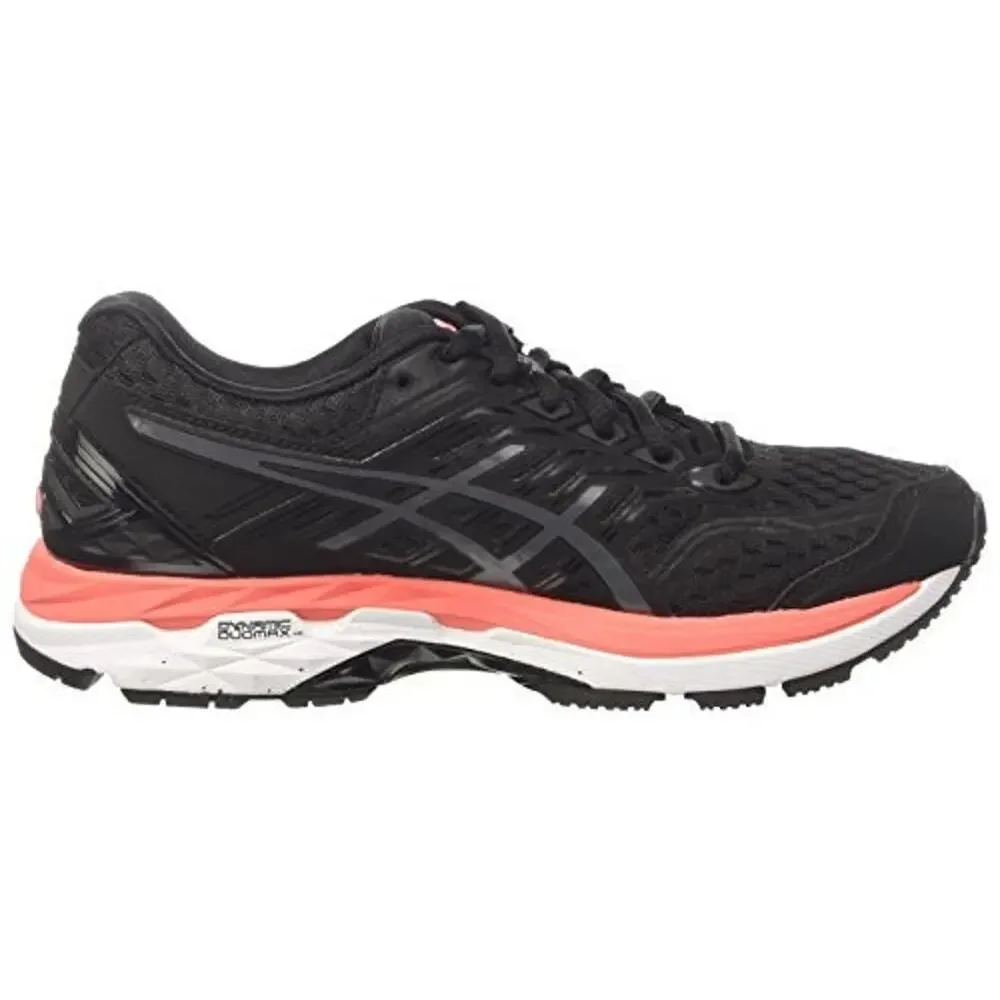 ASICS GT-2000 5 Womens Running Walking Shoes 8 Black/carbon/flash coral T757N
